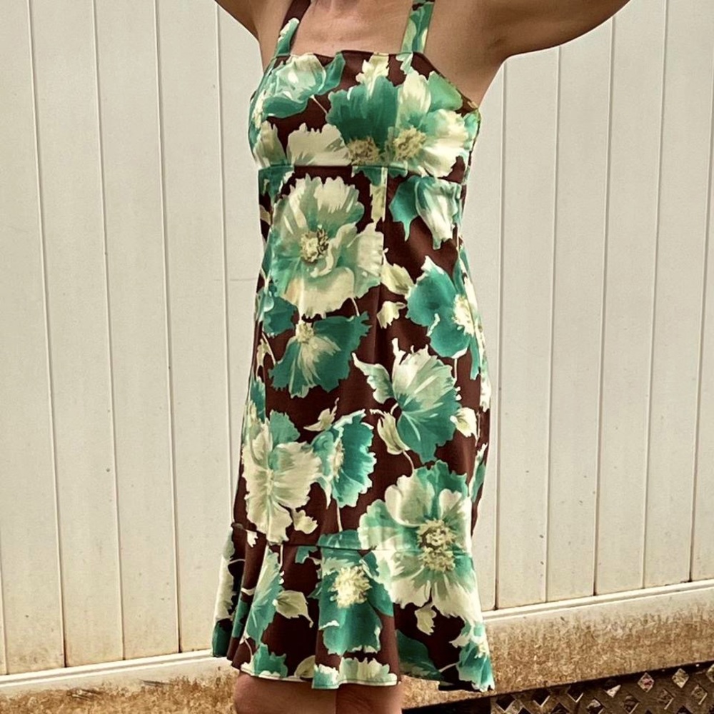 Madison Leigh Y2K Brown Teal Sundress